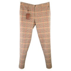 ETRO Size 40 Tan Grey Red Plaid Wool Blend Tapered Zip Fly Dress Pants