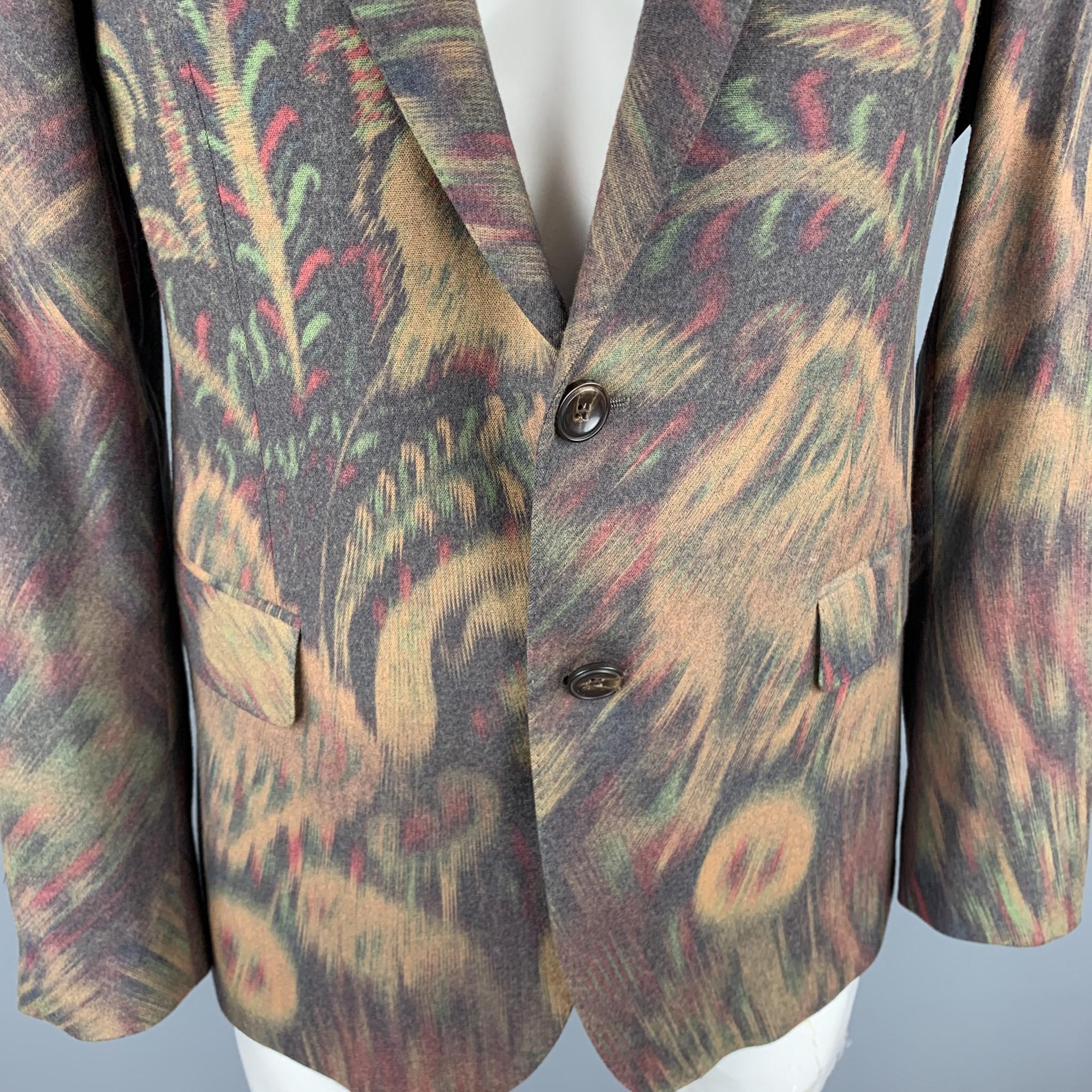 ETRO Size 42 Beige Abstract Paisley Wool Blend Notch Lapel Sport Coat In Excellent Condition In San Francisco, CA