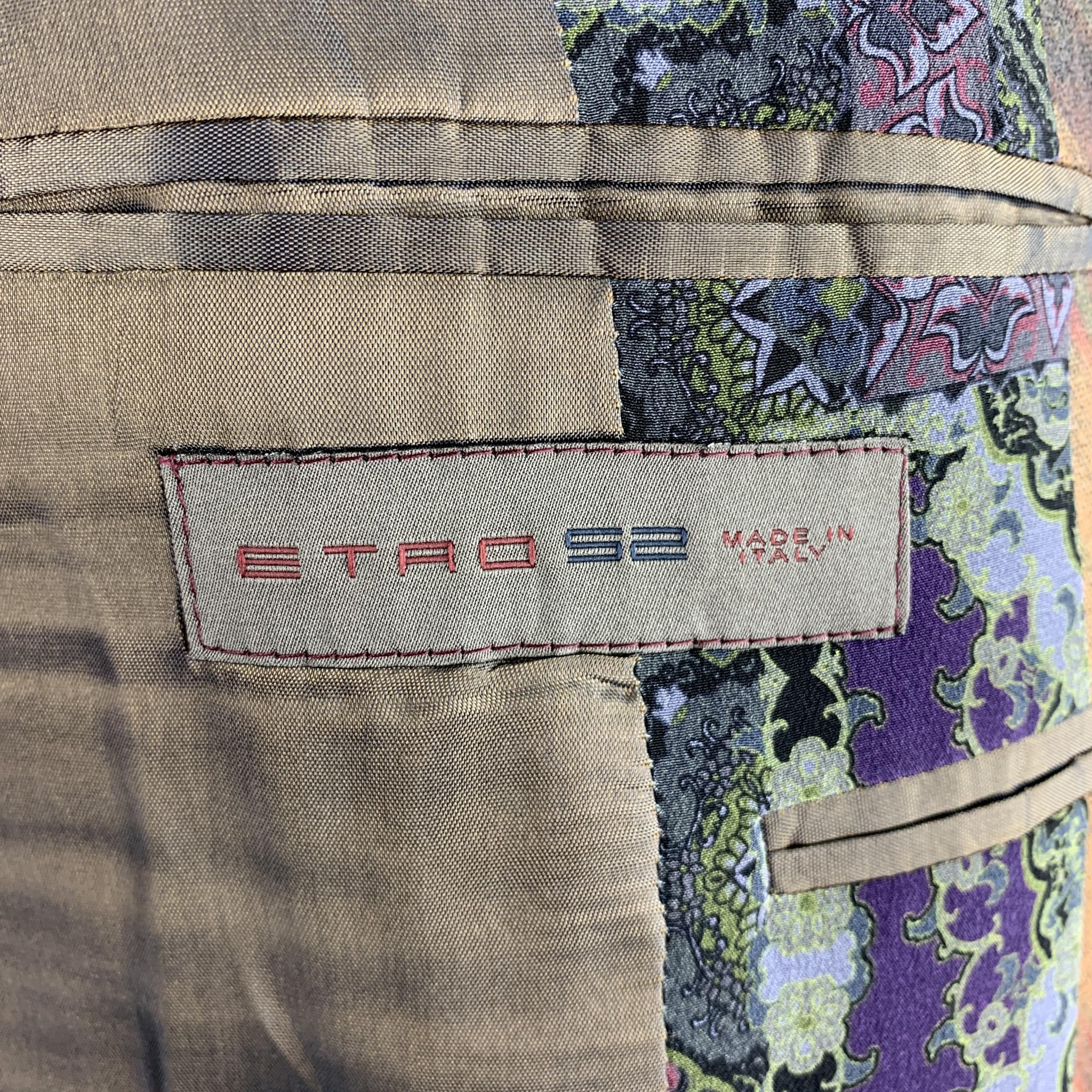ETRO Size 42 Beige Abstract Paisley Wool Blend Notch Lapel Sport Coat 2