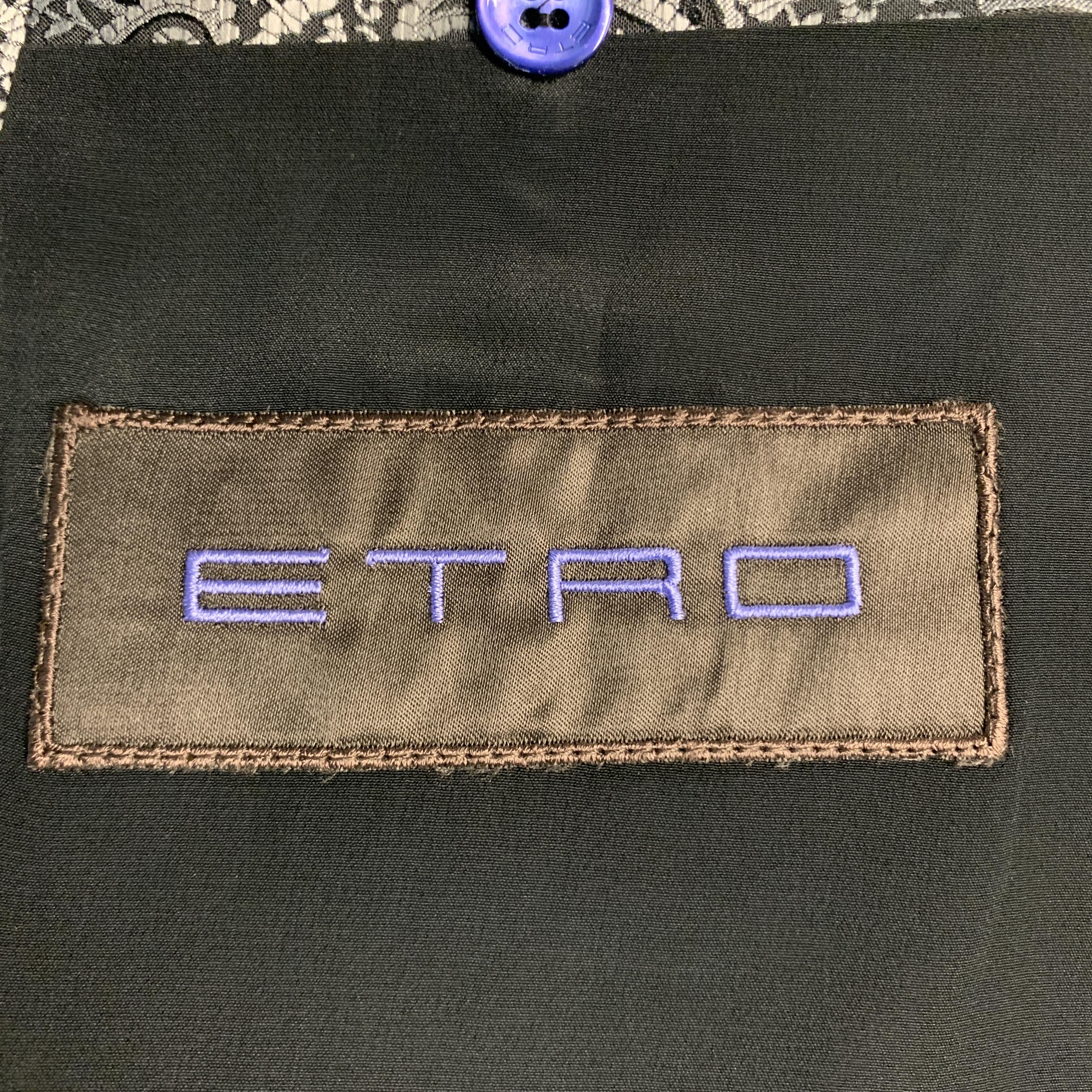 ETRO Size 42 Black & Grey Paisley Jacquard Polyester Notch Lapel Sport Coat 5