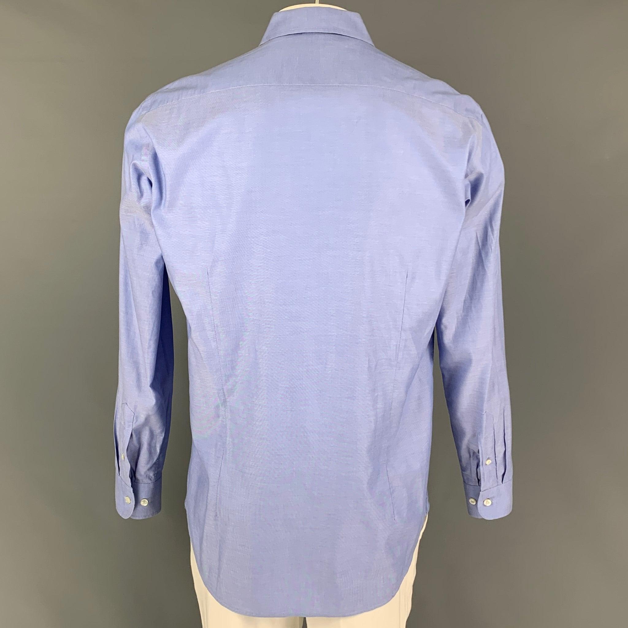 ETRO Size 42 Blue Cotton Button Down Long Sleeve Shirt In Good Condition For Sale In San Francisco, CA