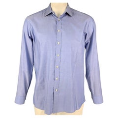 ETRO Size 42 Blue Cotton Button Down Long Sleeve Shirt