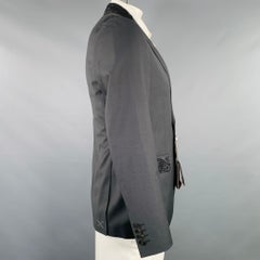 ETRO Size 42 Giacche Black Beaded Wool Notch Lapel Sport Coat