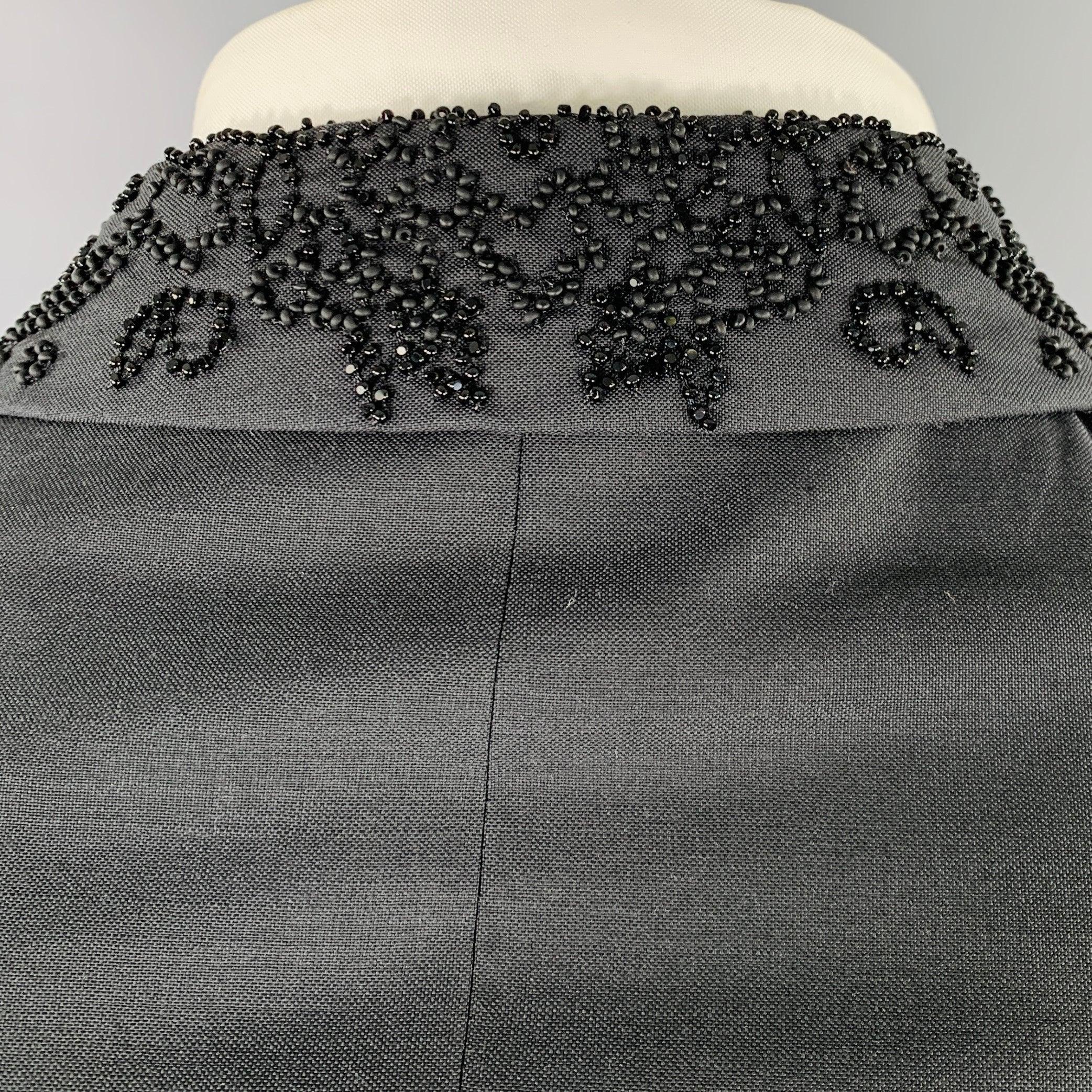 ETRO Size 42 Giacche Black Beaded Wool Notch Lapel Sport Coat For Sale 1