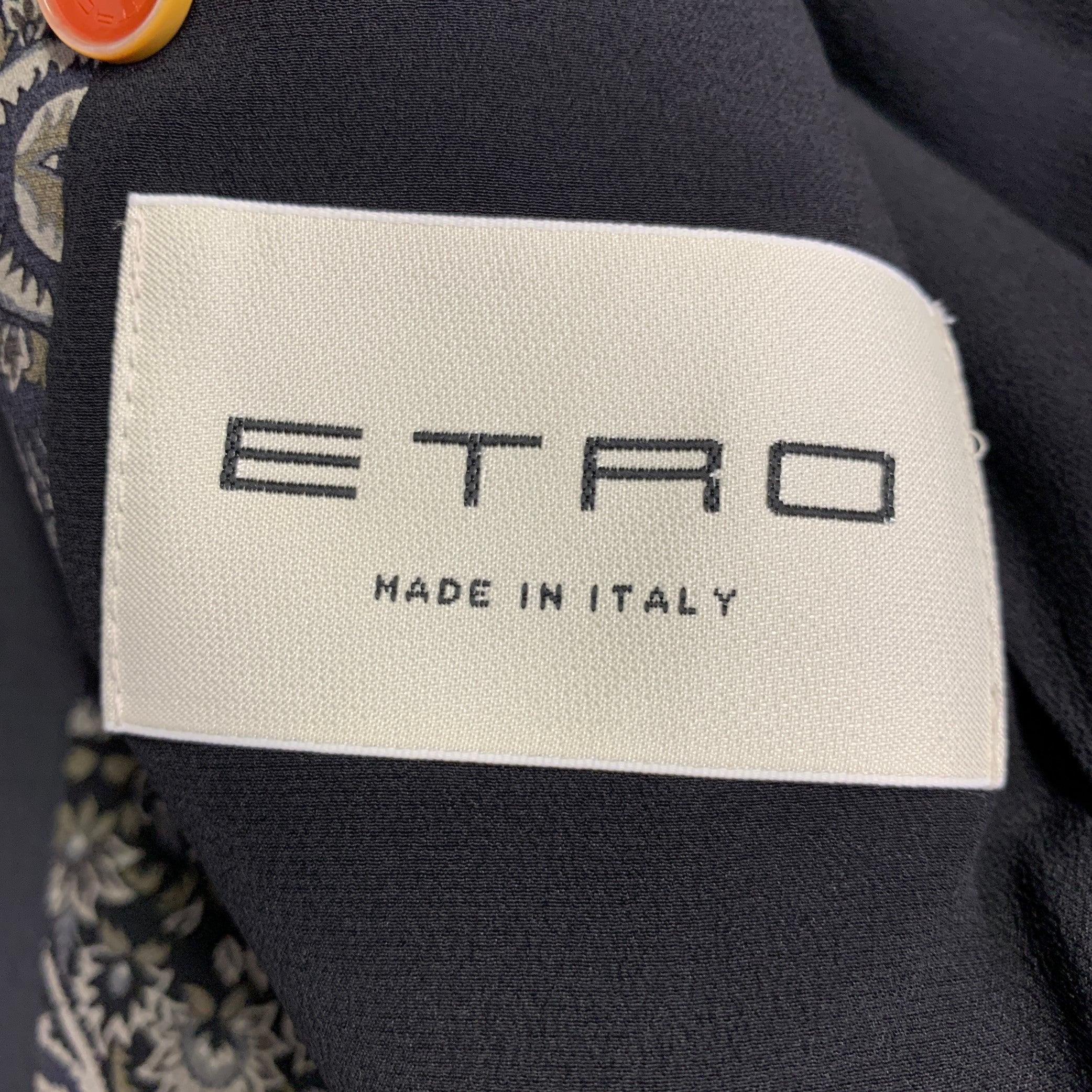 ETRO Size 42 Giacche Black Beaded Wool Notch Lapel Sport Coat For Sale 2