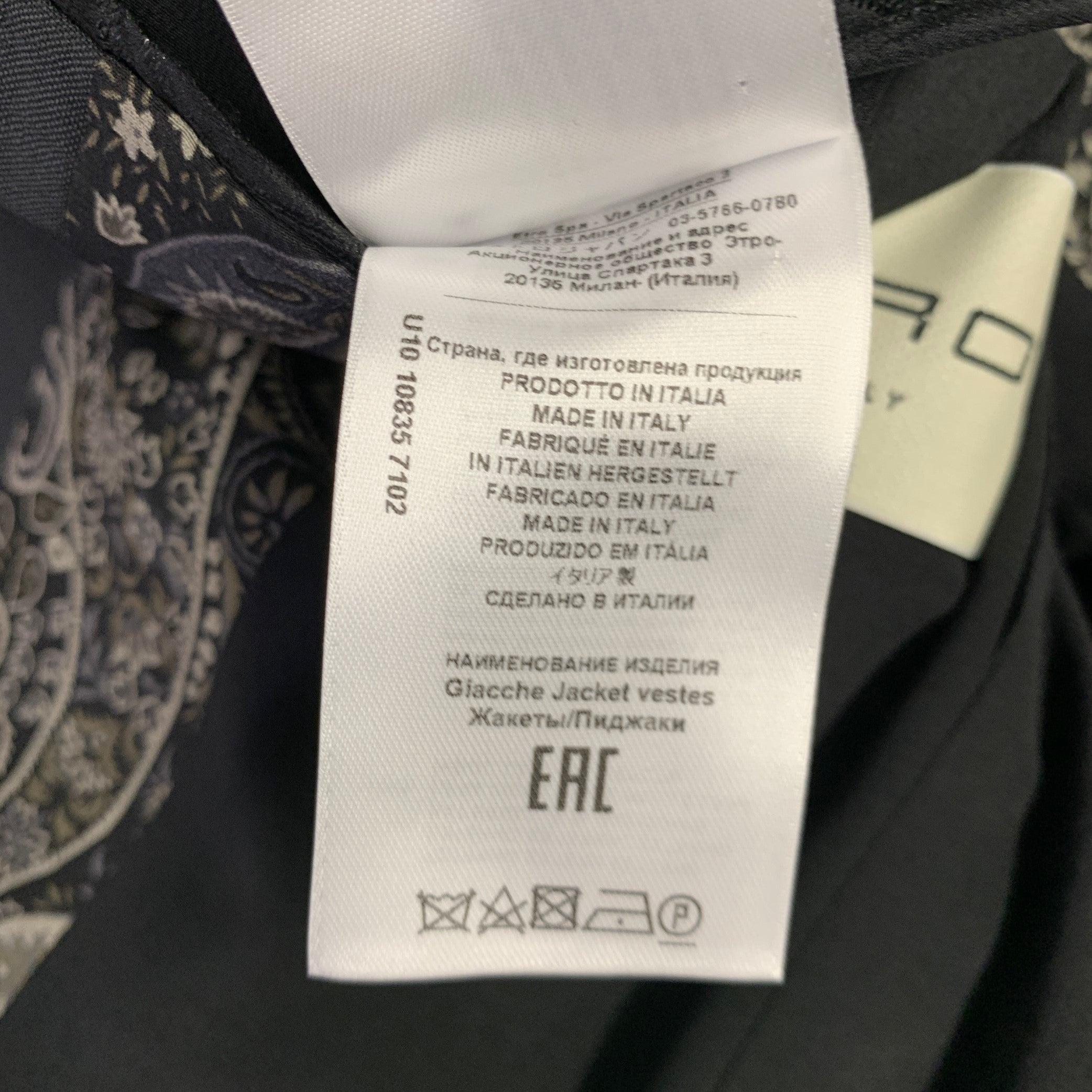 ETRO Size 42 Giacche Black Beaded Wool Notch Lapel Sport Coat For Sale 5