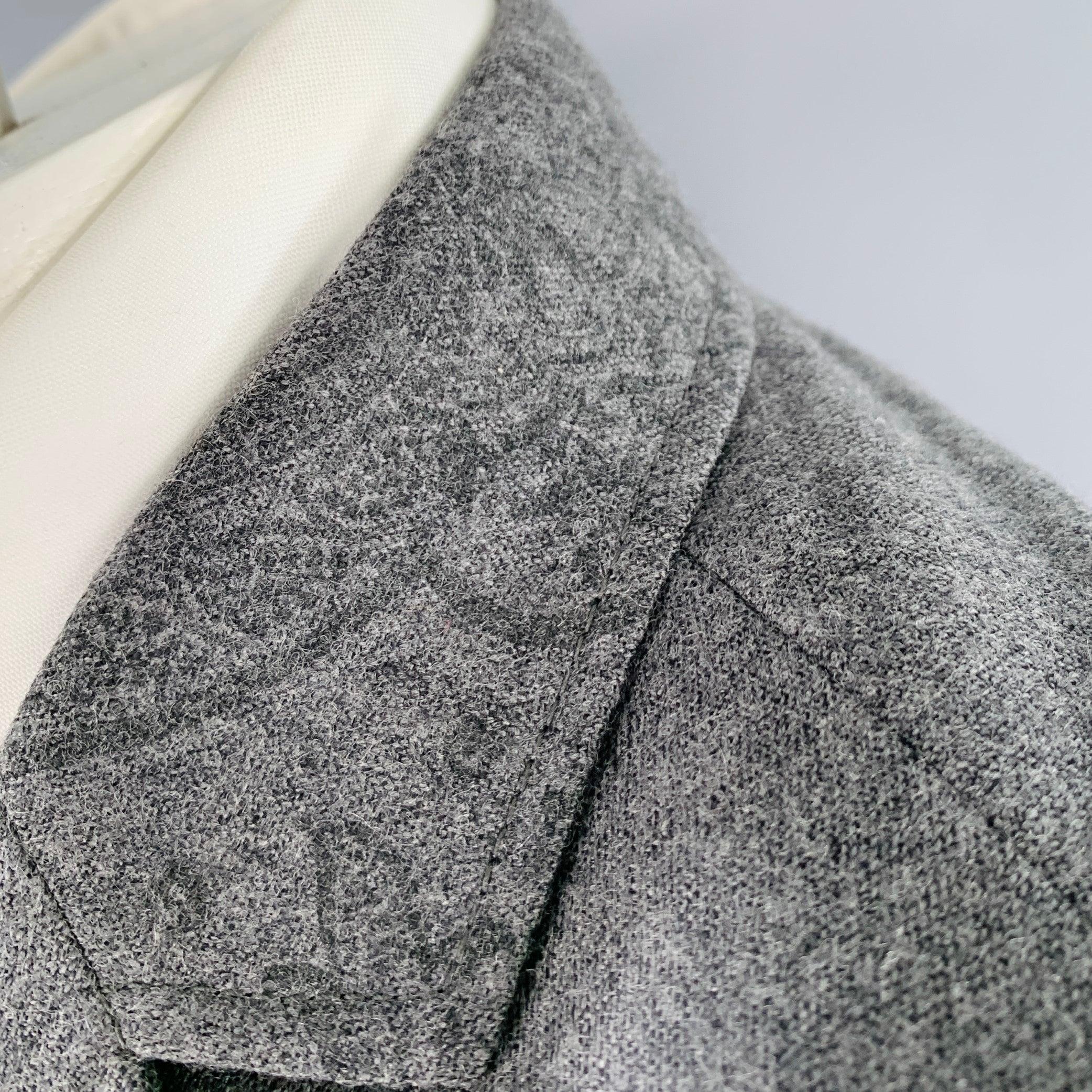 Gray ETRO Size 42 Grey Wool Blend Paisley Trim Single Breasted Sport Coat For Sale