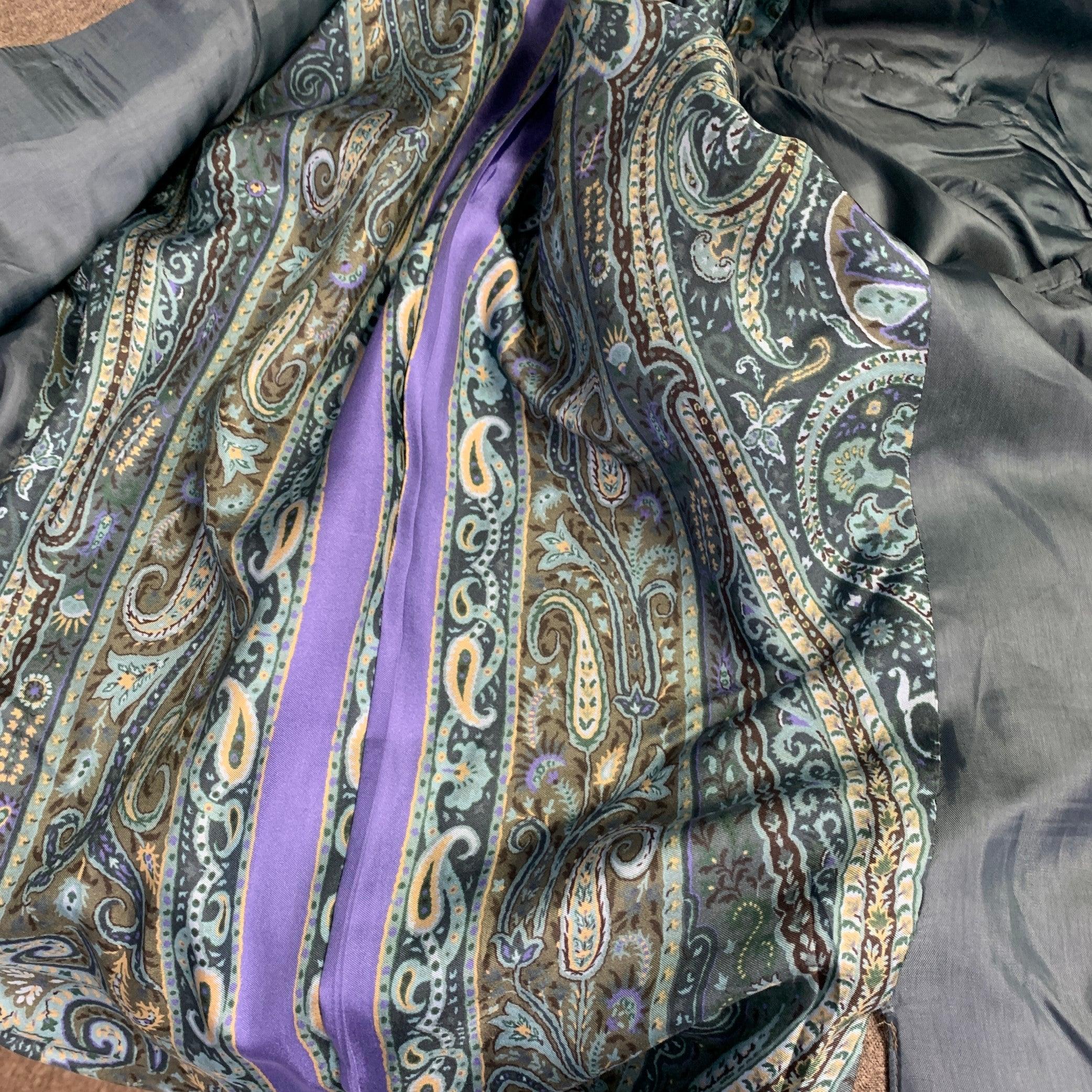 ETRO Size 42 Grey Wool Blend Paisley Trim Single Breasted Sport Coat For Sale 4