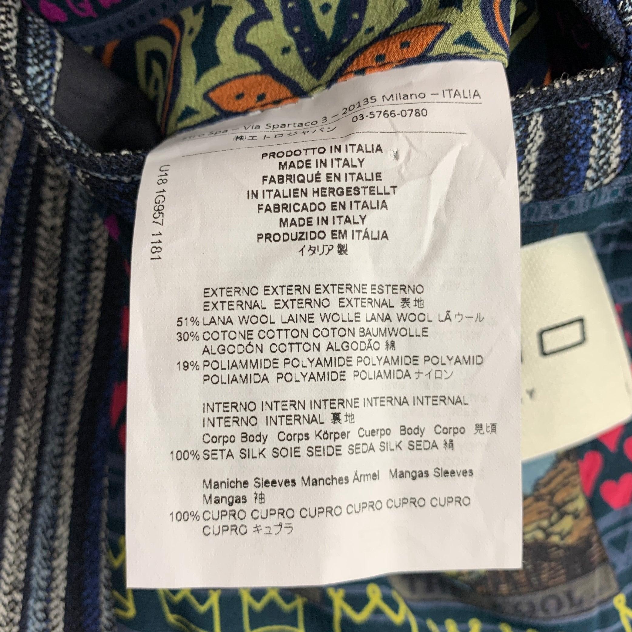 ETRO Größe 42 Marineblau Schwarz Weiß Gestreift Wollmischung Notch Revers Sportmantel im Angebot 6