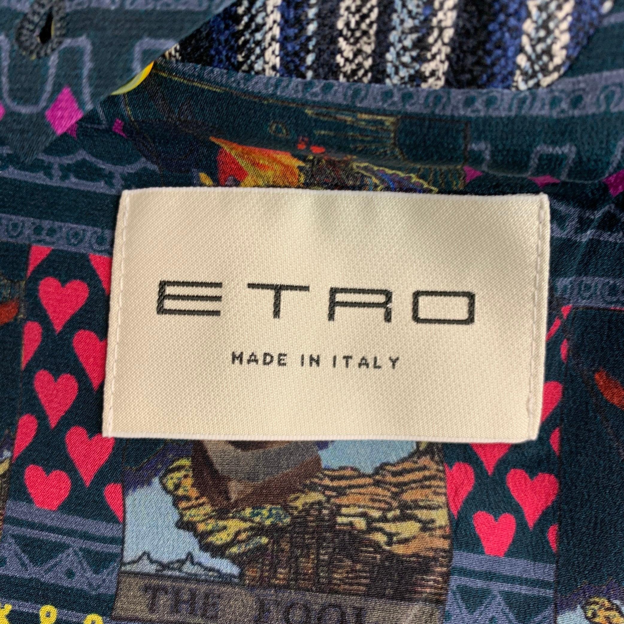 ETRO Size 42 Navy Black White Stripe Wool Blend Notch Lapel Sport Coat For Sale 4