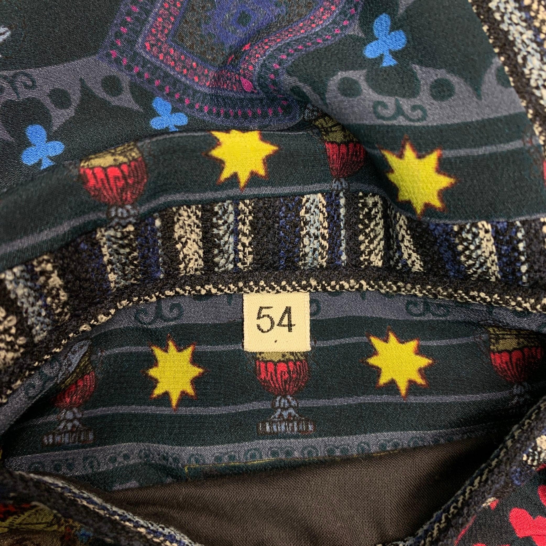 ETRO Größe 42 Marineblau Schwarz Weiß Gestreift Wollmischung Notch Revers Sportmantel im Angebot 5