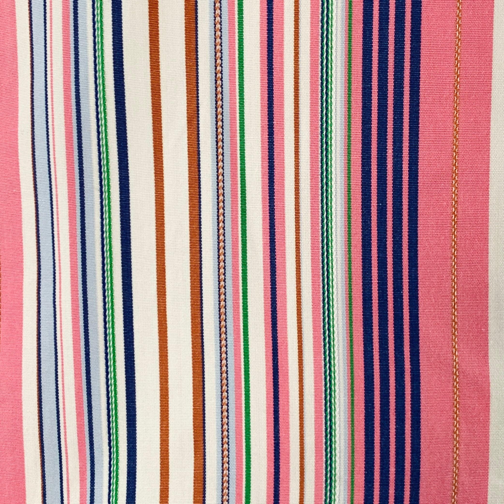 ETRO long sleeve shirt
in a pink and multi-color cotton woven fabric featuring a stripe pattern, spread collar, and button closure. Made in Italy.Excellent Pre-Owned Condition. 

Marked:   42 

Measurements: 
 
Shoulder: 18.5 inches Chest: 46 inches
