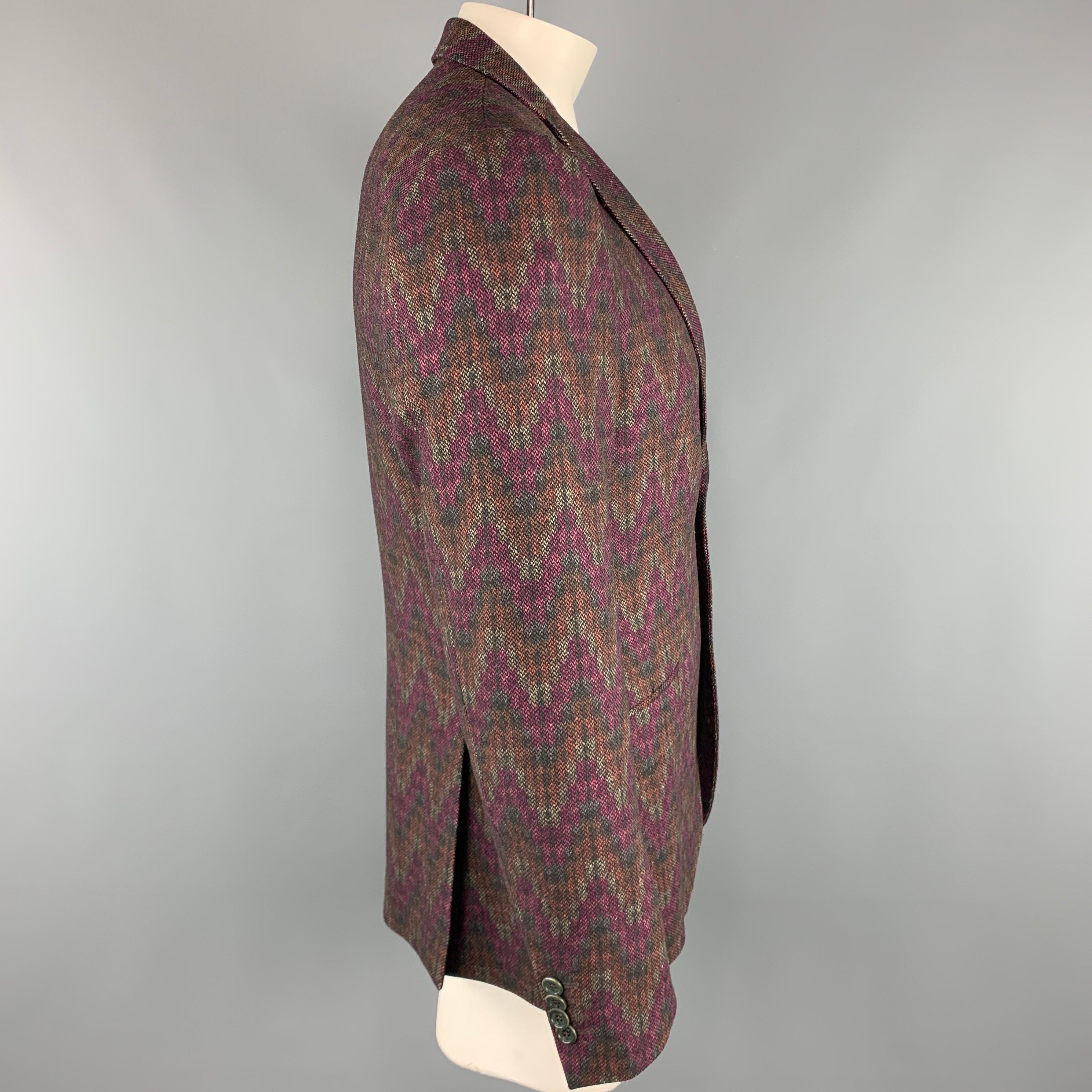 ETRO Size 42 Print Multi-Color Wool Blend Notch Lapel Sport Coat In Excellent Condition In San Francisco, CA
