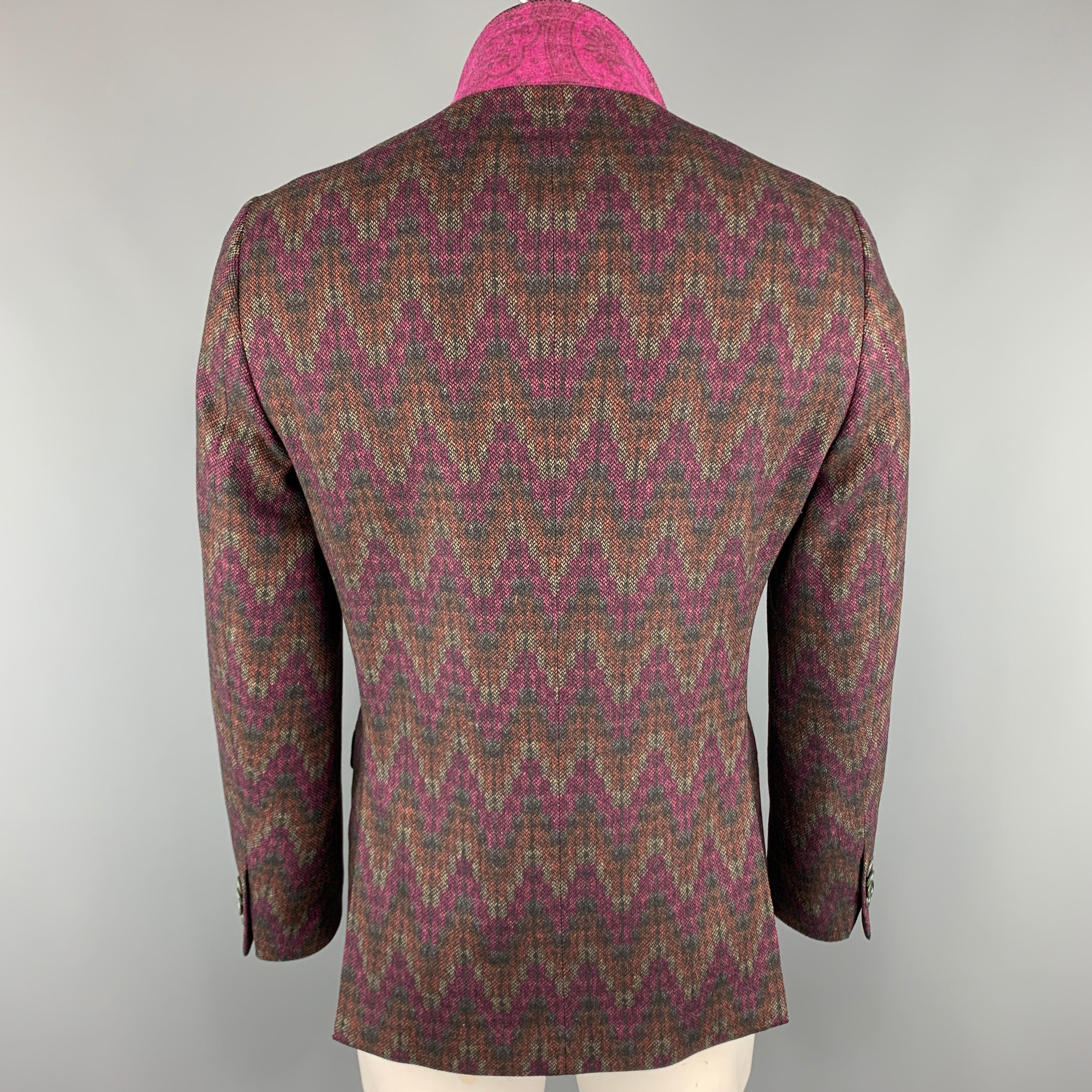 ETRO Size 42 Print Multi-Color Wool Blend Notch Lapel Sport Coat 1