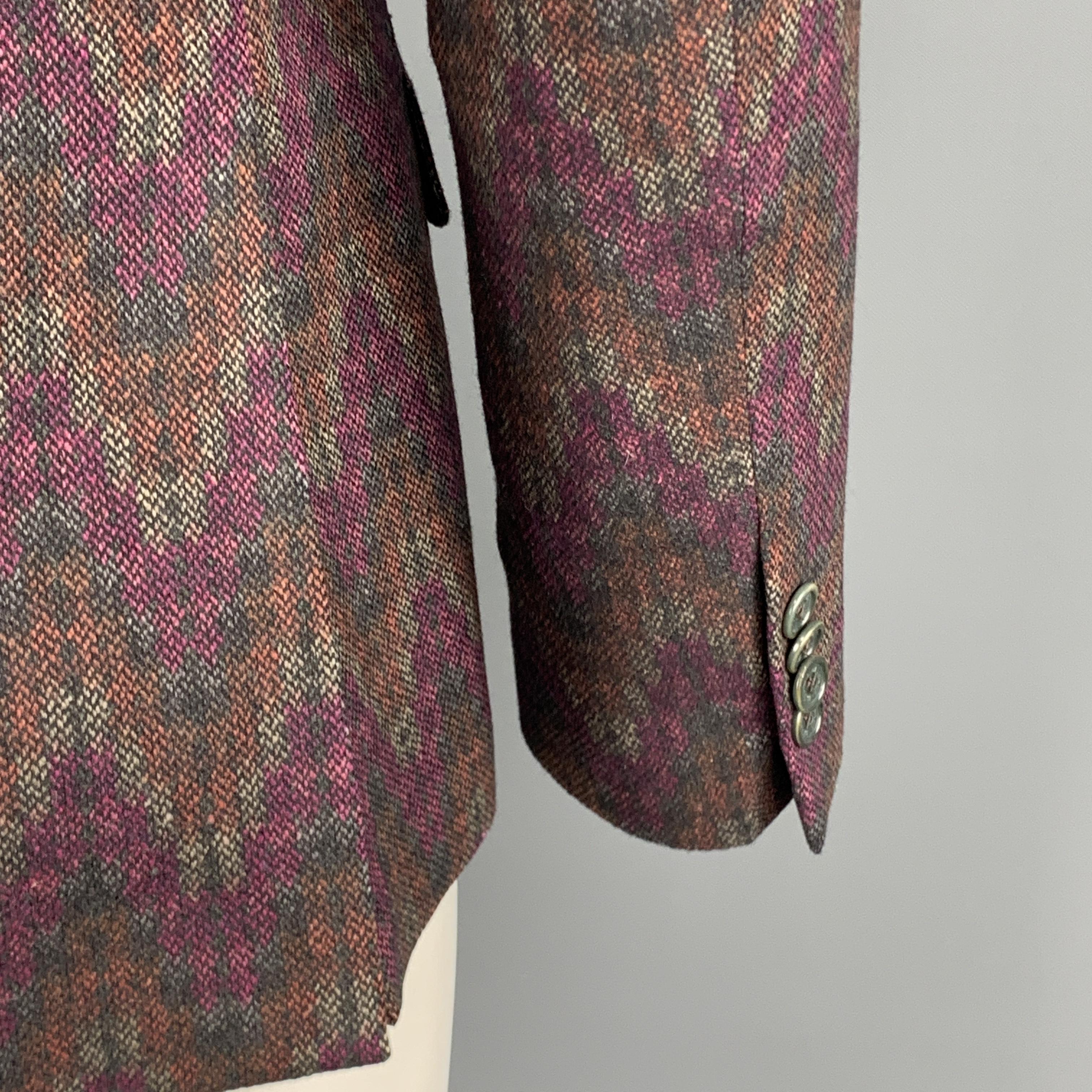ETRO Size 42 Print Multi-Color Wool Blend Notch Lapel Sport Coat 2