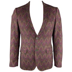 ETRO Size 42 Print Multi-Color Wool Blend Notch Lapel Sport Coat