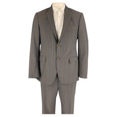 ETRO Size 42 Regular Gray & Brown Stripe Wool Notch Lapel Suit