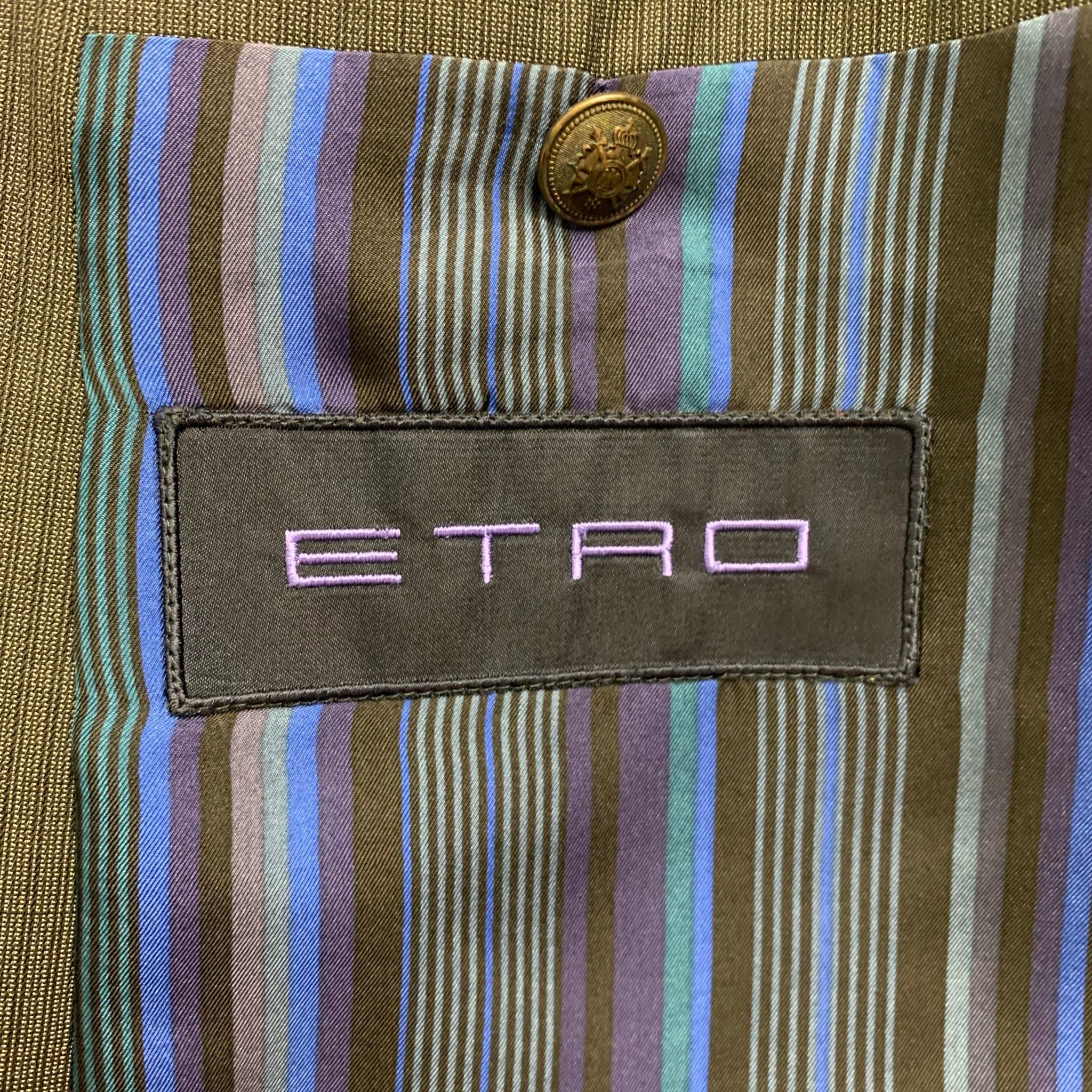 Men's ETRO Size 42 Regular Gray & Charcoal Stripe Wool Notch Lapel Suit