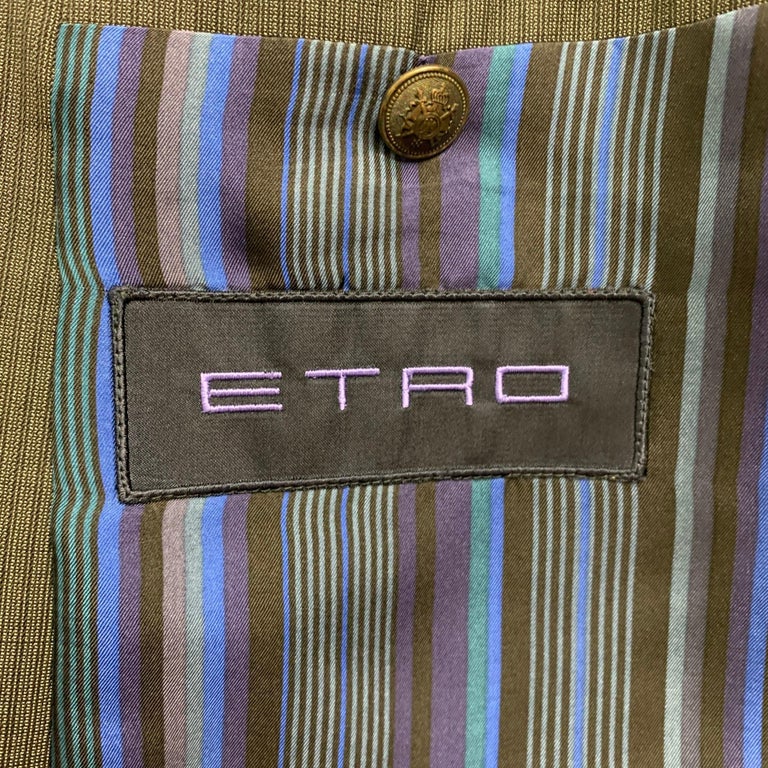 ETRO Size 42 Regular Gray & Charcoal Stripe Wool Notch Lapel Suit For Sale 3