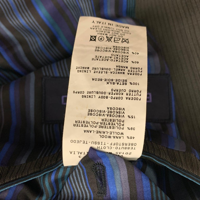 ETRO Size 42 Regular Gray & Charcoal Stripe Wool Notch Lapel Suit For Sale 4