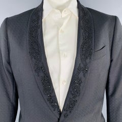 ETRO Size 44 Black Beaded Wool Shawl Collar Sport Coat