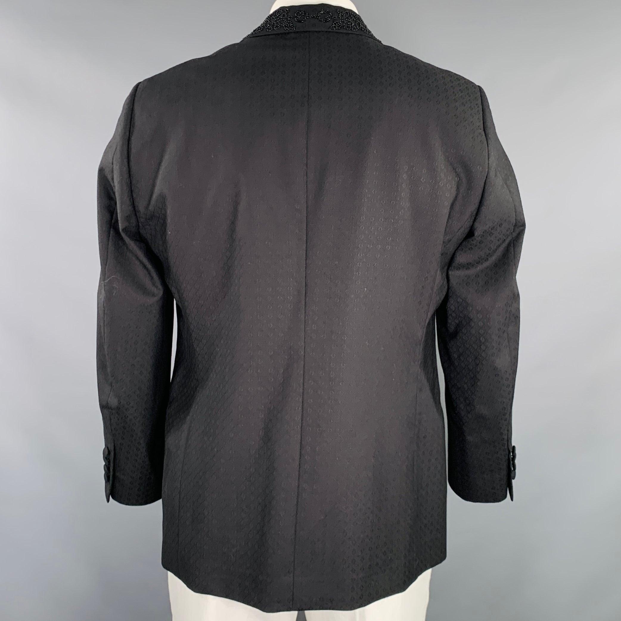ETRO Größe 44 Schwarzer, perlenbesetzter, sportlicher Wollmantel mit Schalkragen Herren