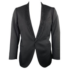 ETRO Size 44 Black Beaded Wool Shawl Collar Sport Coat