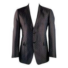 ETRO Größe 44 Schwarz Braun Paisley Seidenmischung Jacquard Kerbrevers Sportmantel