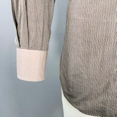 Etro taglia 44 - Camicia a maniche lunghe in cotone a righe grigie e carbone con taglio curvo