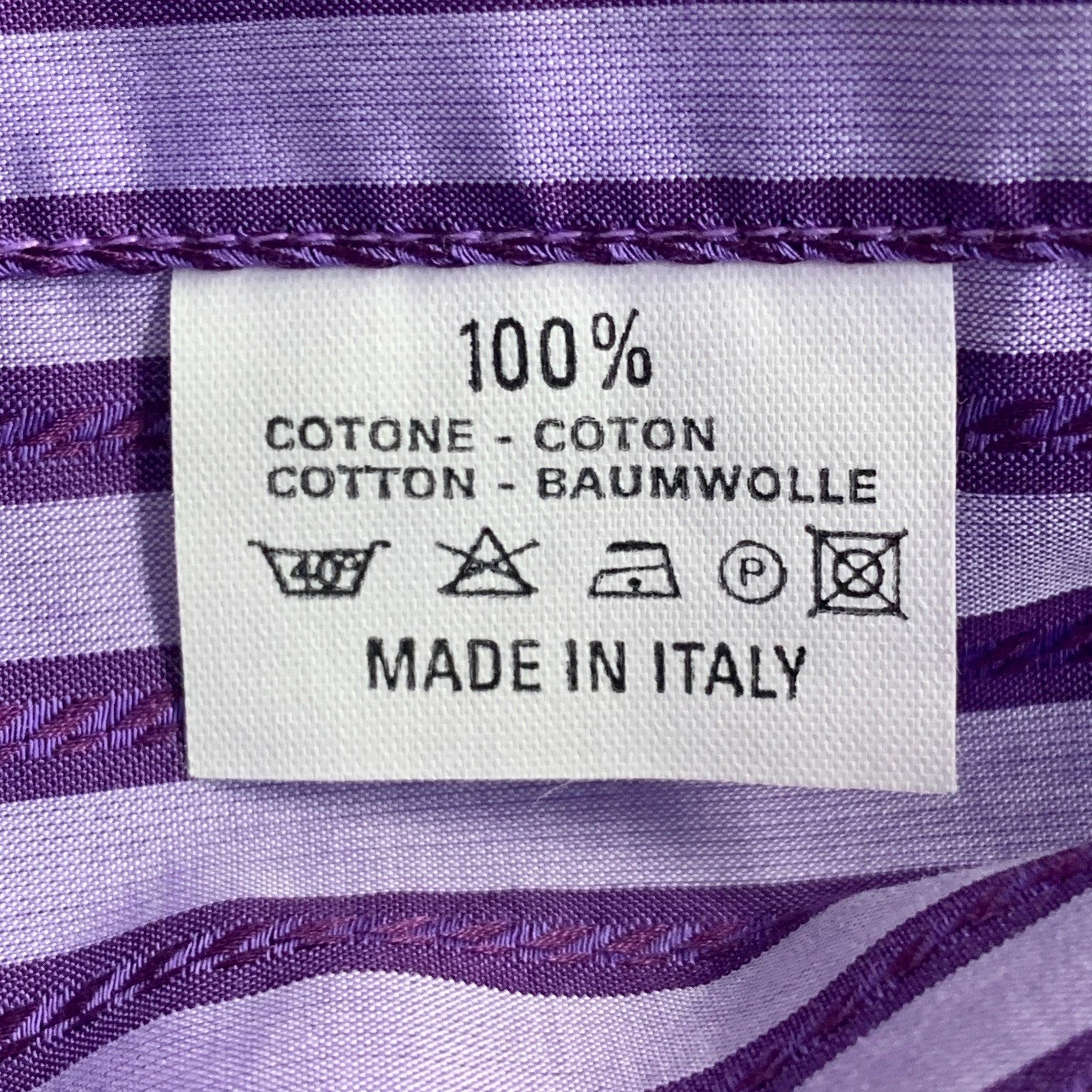 ETRO Talla 44 Camisa de Manga Larga de Algodón a Rayas Lila Morado Cuello Extendido en venta 1