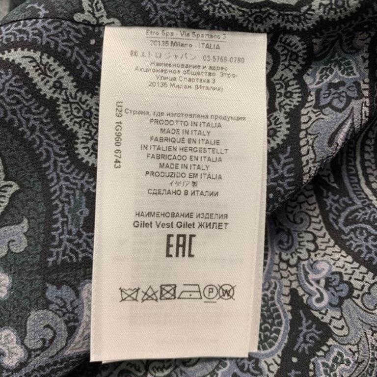 ETRO Size 46 Black Grey Jacquard Polyester Blend Vest For Sale 2