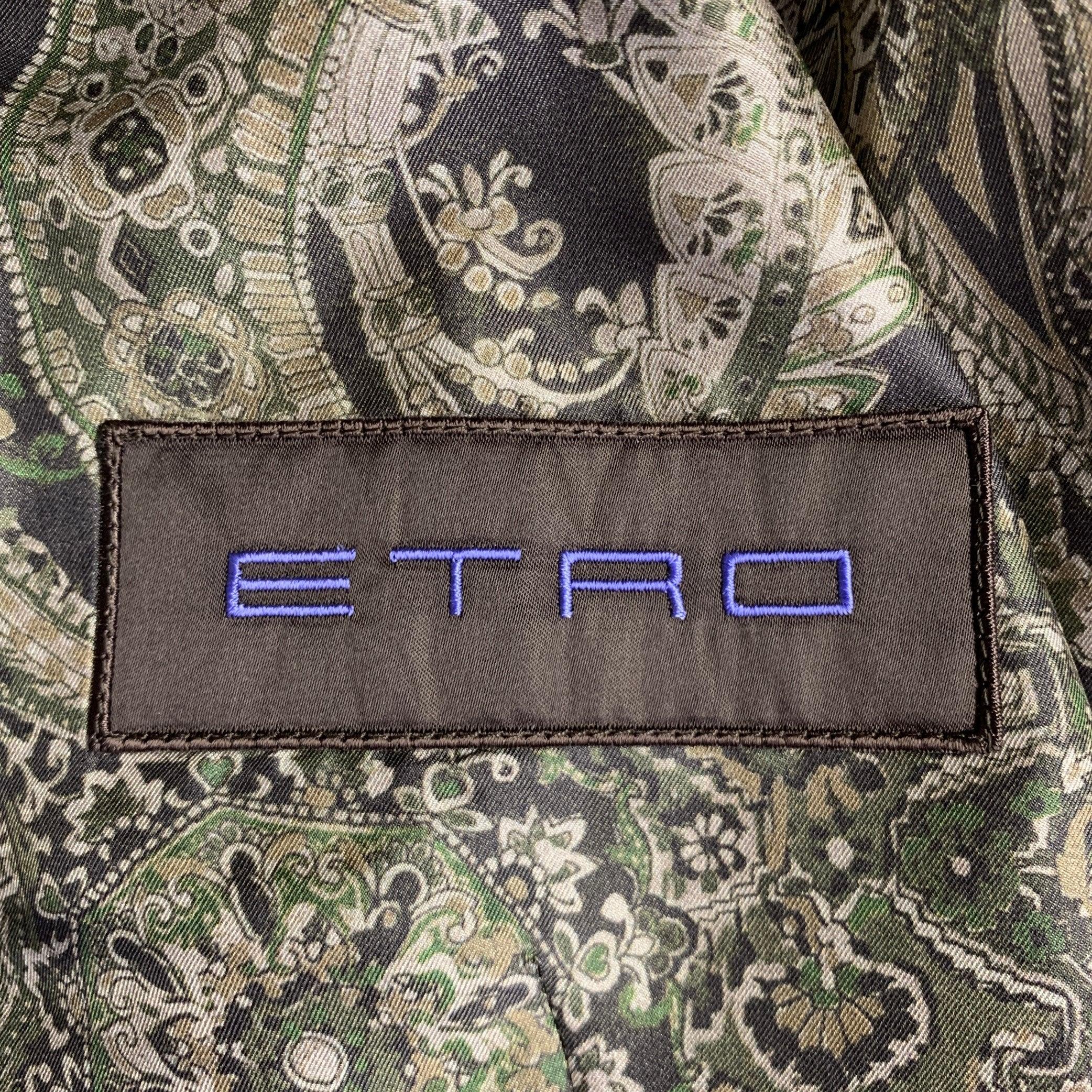 ETRO Size 46 Brown Velvet Cotton Notch Lapel Vest In Excellent Condition In San Francisco, CA