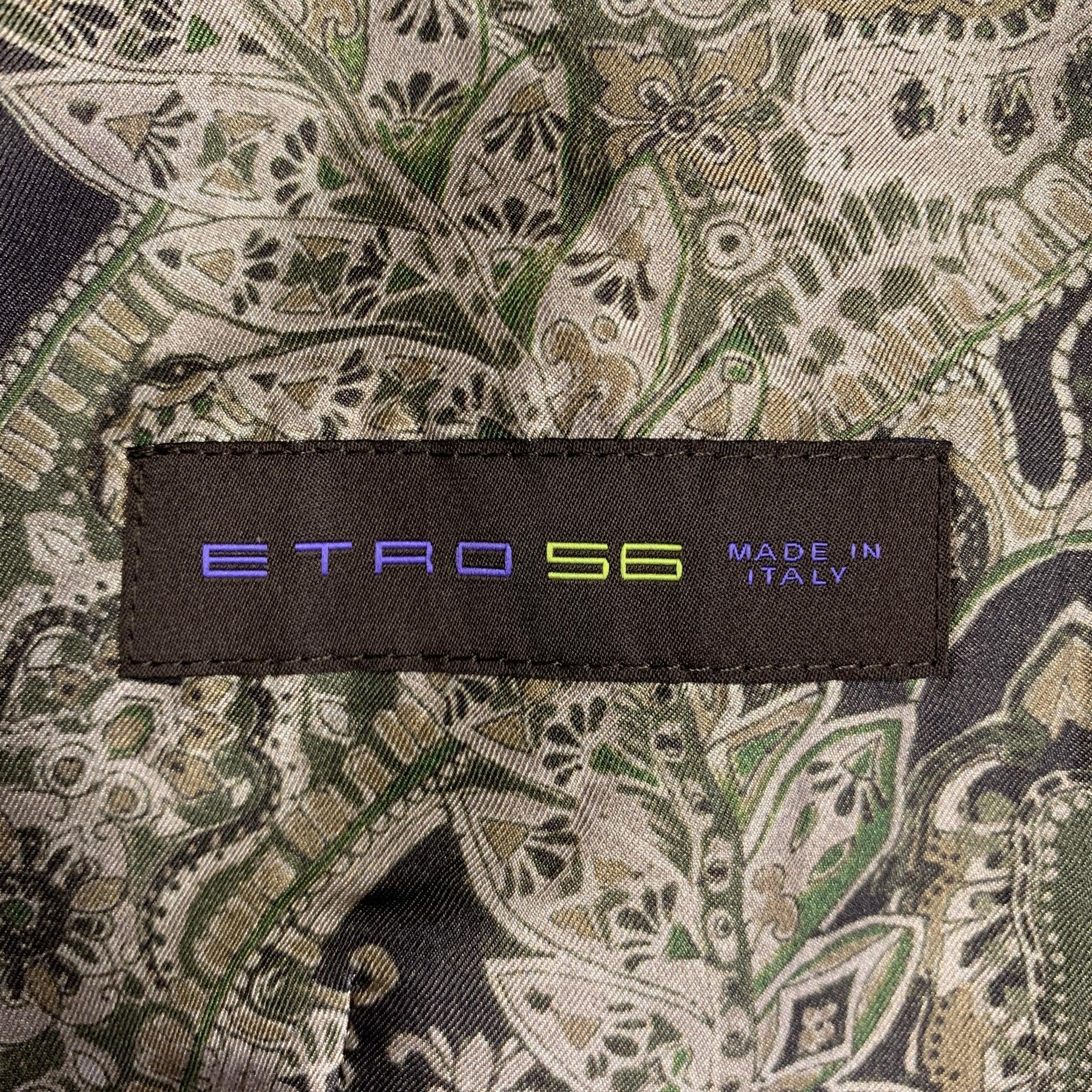 Men's ETRO Size 46 Brown Velvet Cotton Notch Lapel Vest