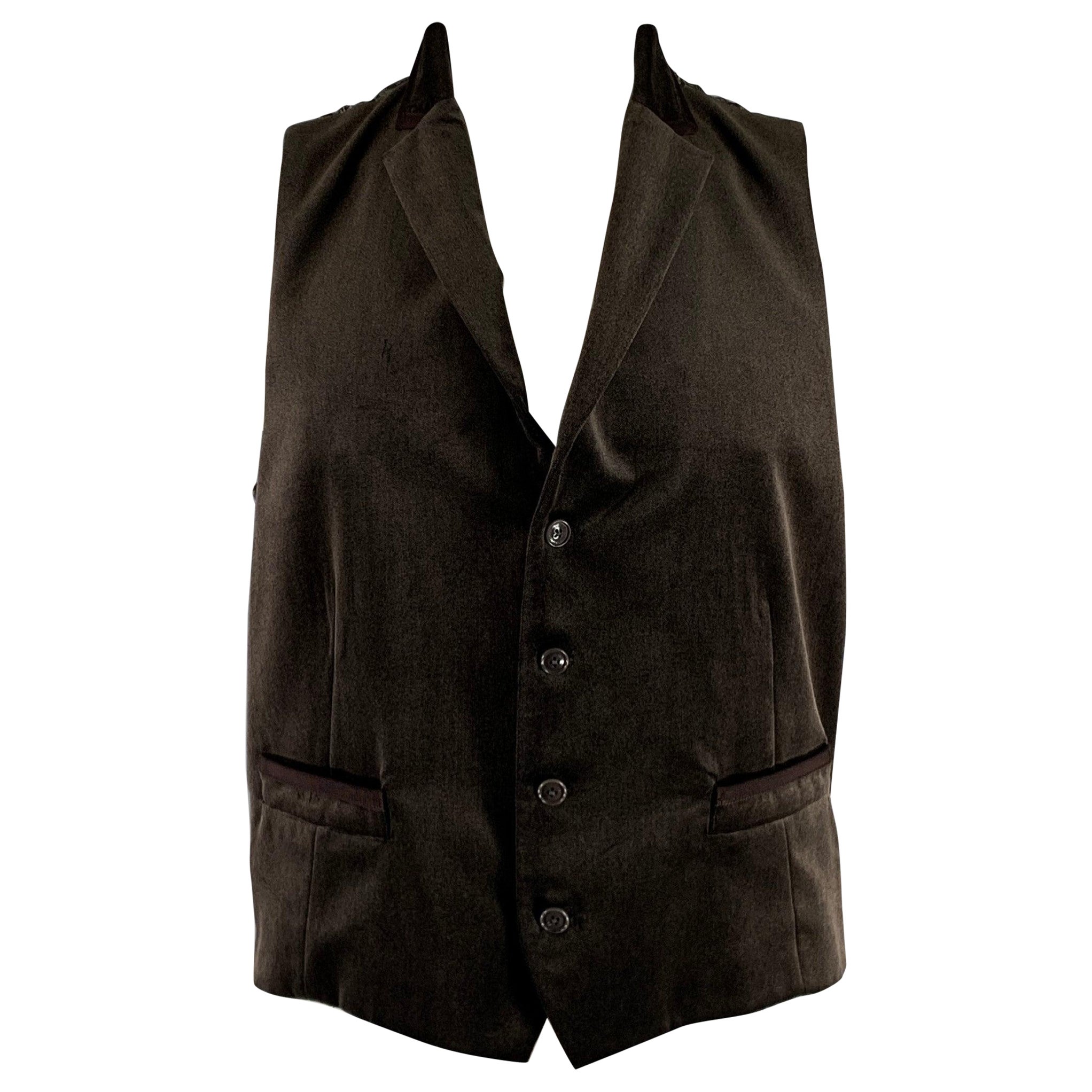 ETRO Size 46 Brown Velvet Cotton Notch Lapel Vest