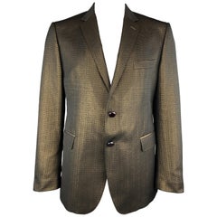 ETRO Size 46 Dark Gold Metallic Textured Notch Lapel Sport Jacket