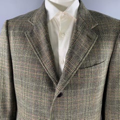 ETRO Größe 46 Tan Olive Glen Check Wool Cashmere Notch Lapel Sport Coat