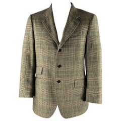 ETRO Größe 46 Tan Olive Glen Check Wool Cashmere Notch Lapel Sport Coat