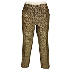 ETRO - Pantalon court à chevrons en polyester mélangé jacquard marron doré, taille 6