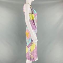 ETRO Size 6 Multi-Color Lilac Viscose Paisley Draped Dress