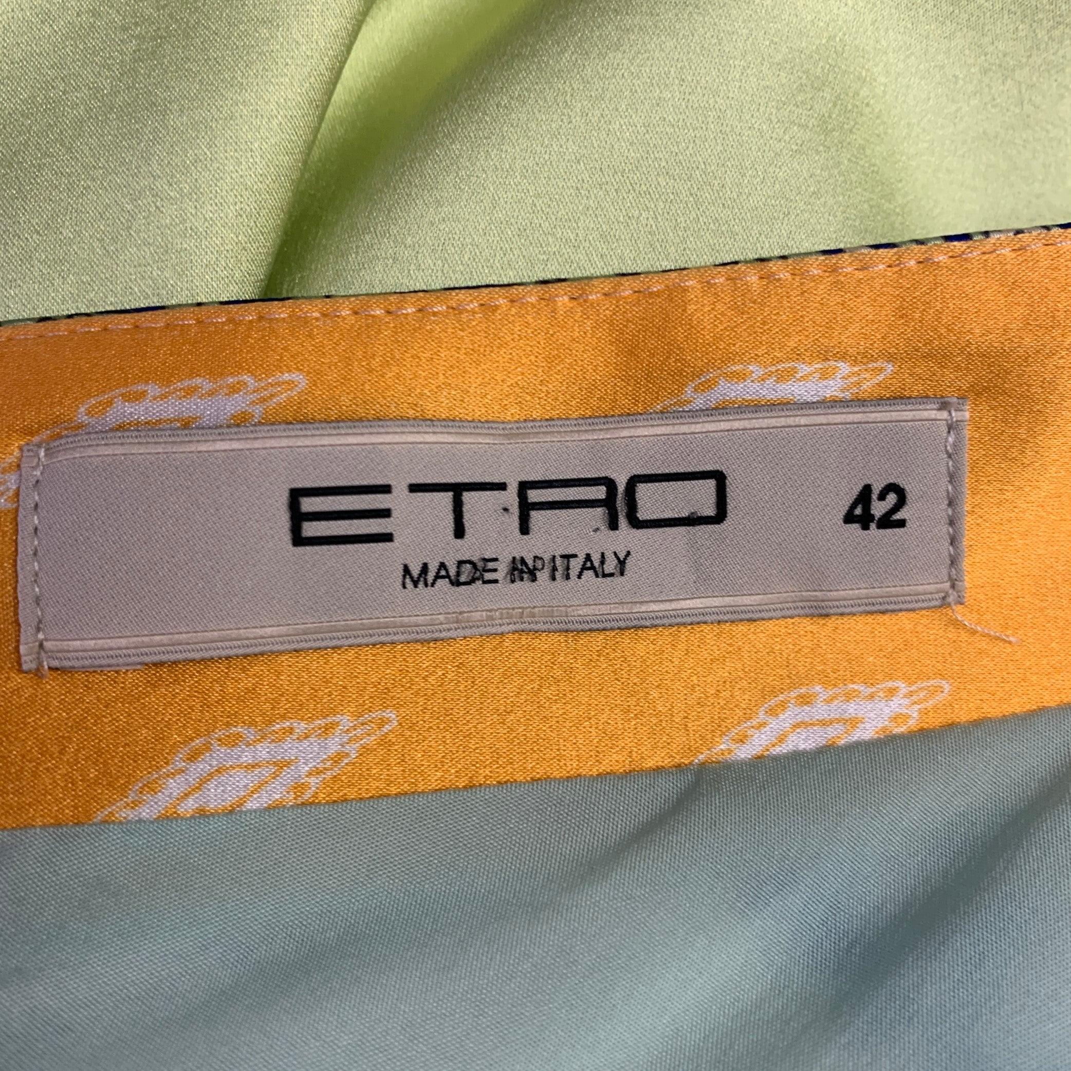 ETRO Größe 6 Mehrfarbige Seidenmischung mit gemischten Mustern Kleid mit Kappenärmeln Damen im Angebot