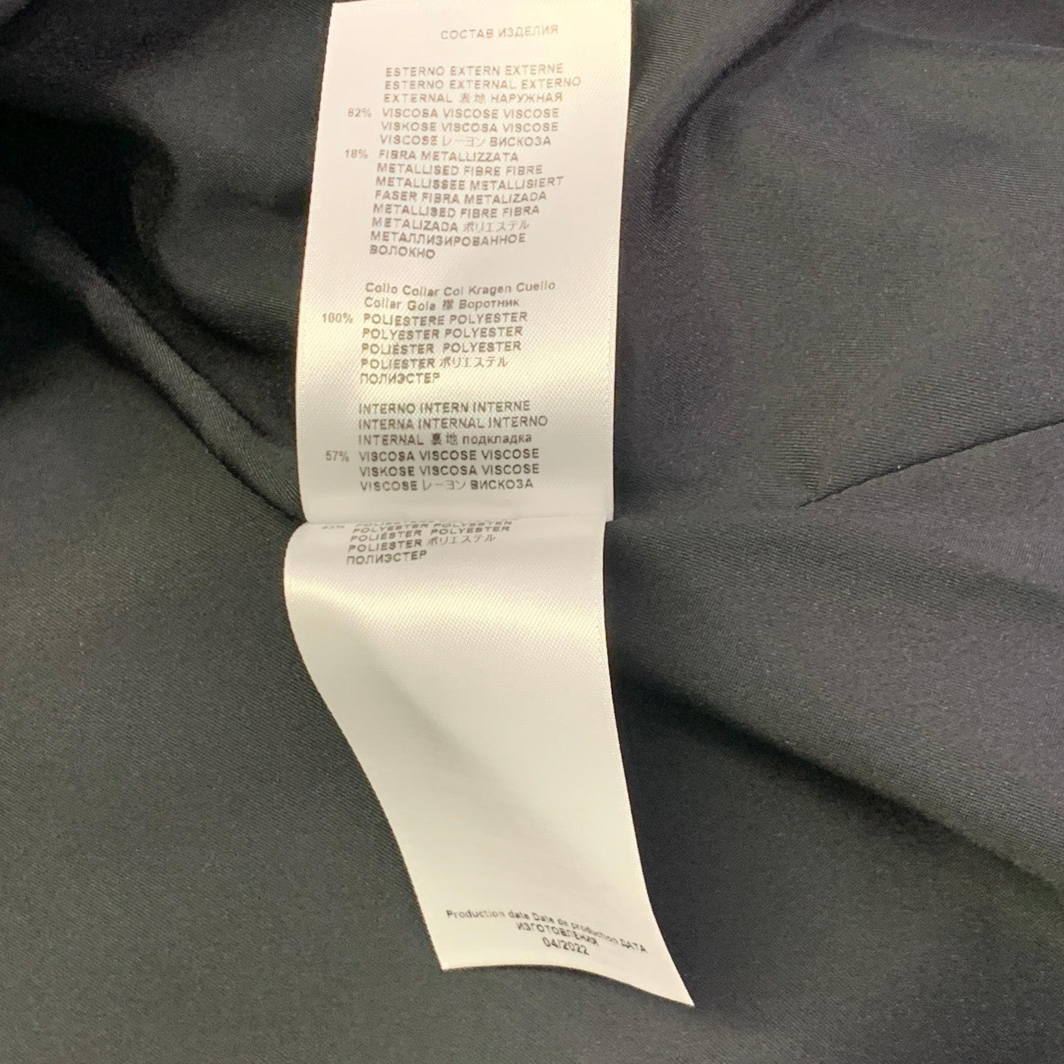 ETRO Größe 8 Schwarz Blau Metallisch Geometrisch Peak Revers Jacke Blazer im Angebot 6