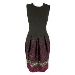 ETRO Size 8 Charcoal Wool Embroidered Shift Dress