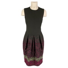 ETRO Size 8 Charcoal Wool Embroidered Shift Dress
