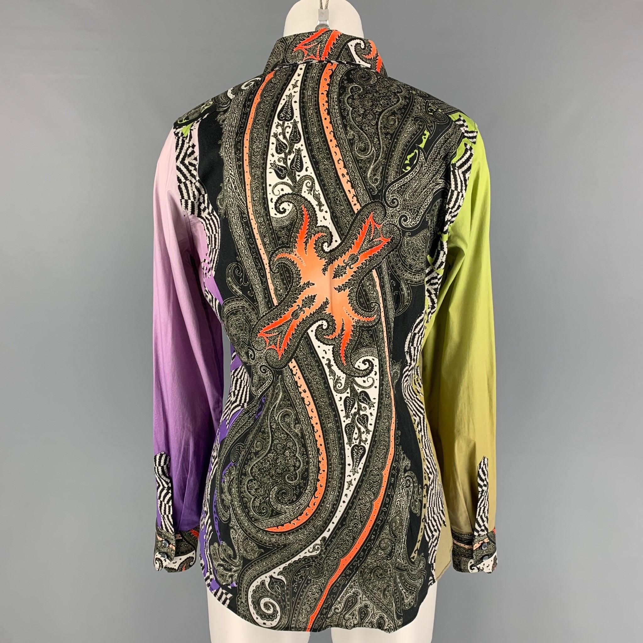ETRO Size 8 Multi-Color Paisley Long Sleeve Blouse In Good Condition For Sale In San Francisco, CA