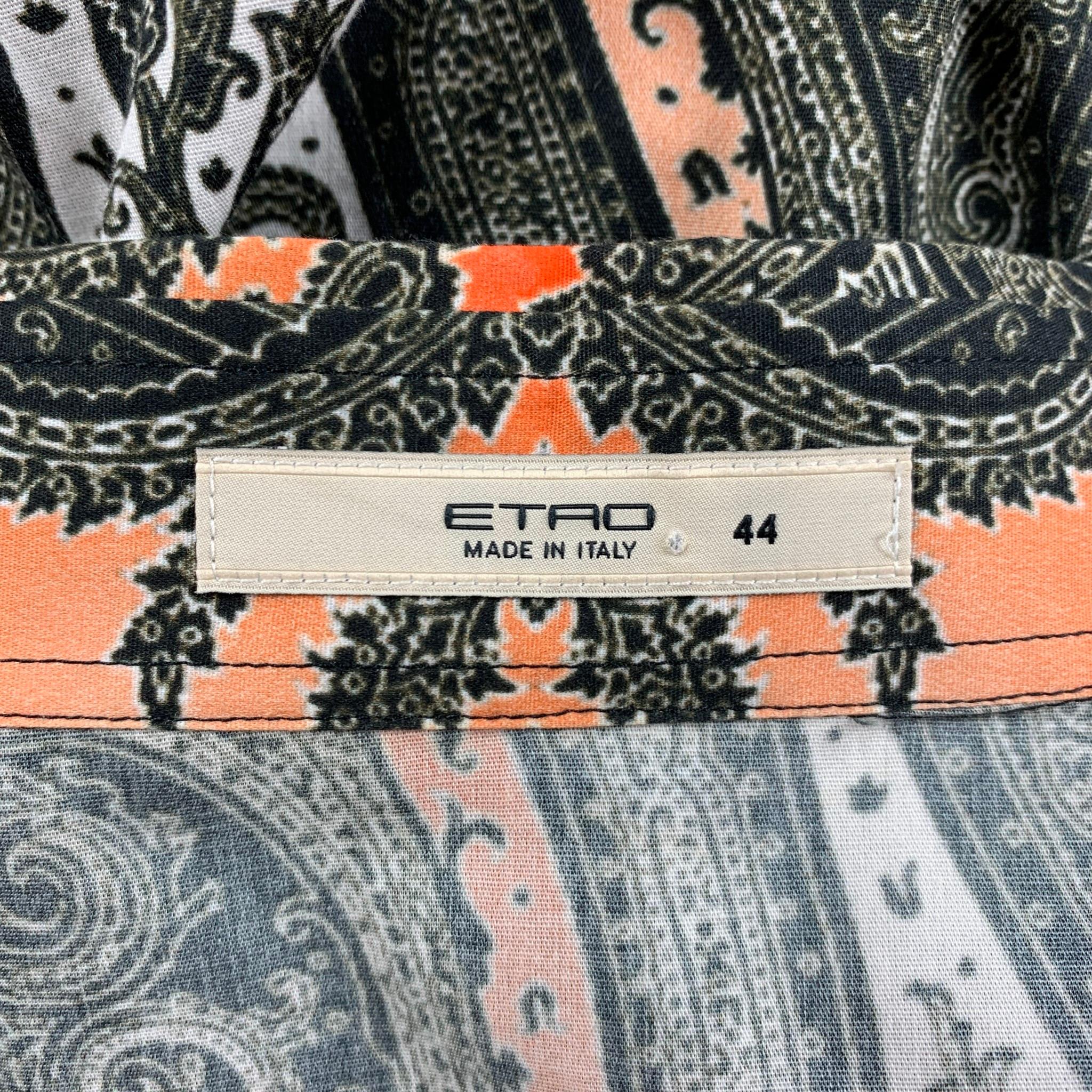 Black ETRO Size 8 Multi-Color Paisley Long Sleeve Blouse