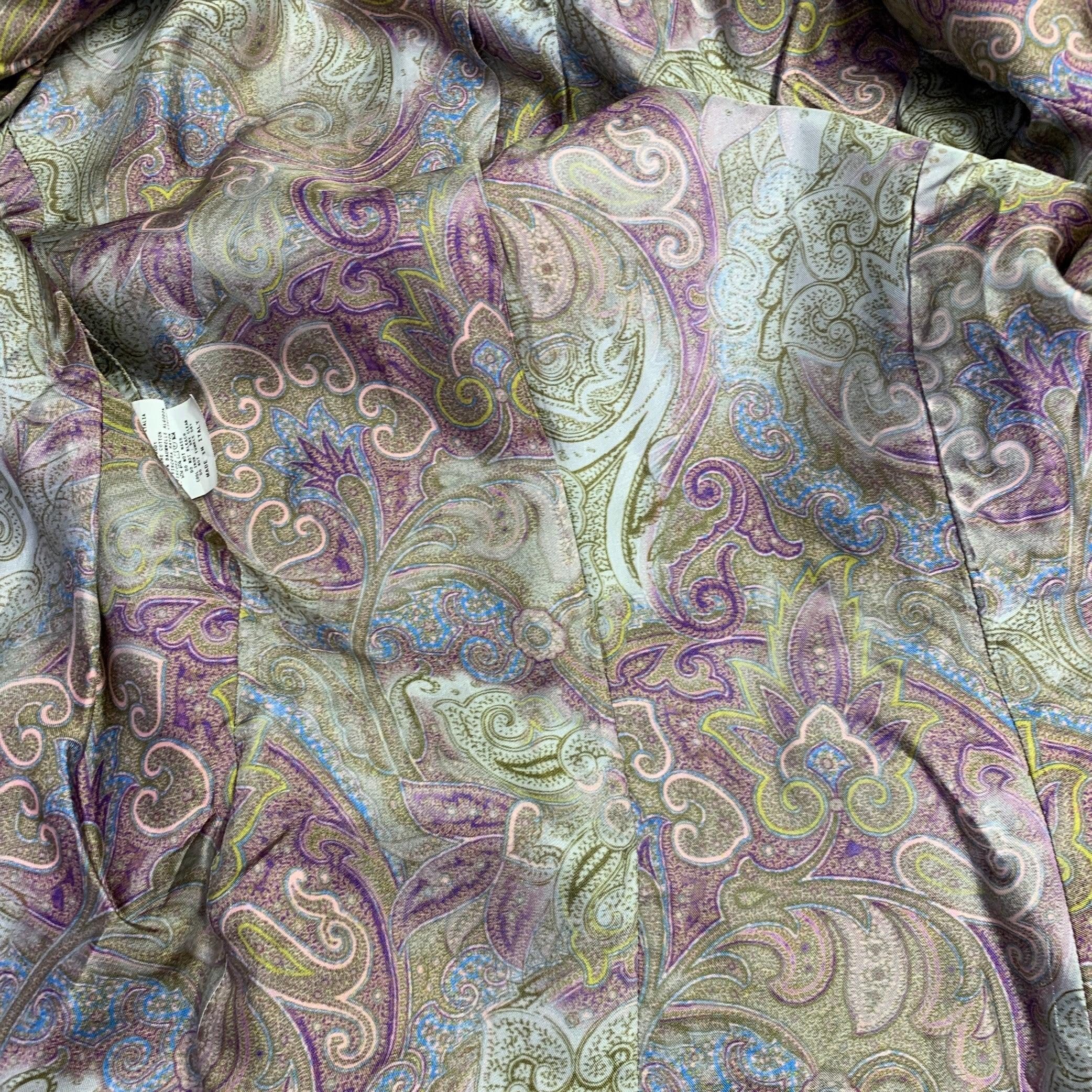 Donna Etro taglia 8 Giacca Blazer a petto singolo increspata in misto cotone di Oliver in vendita