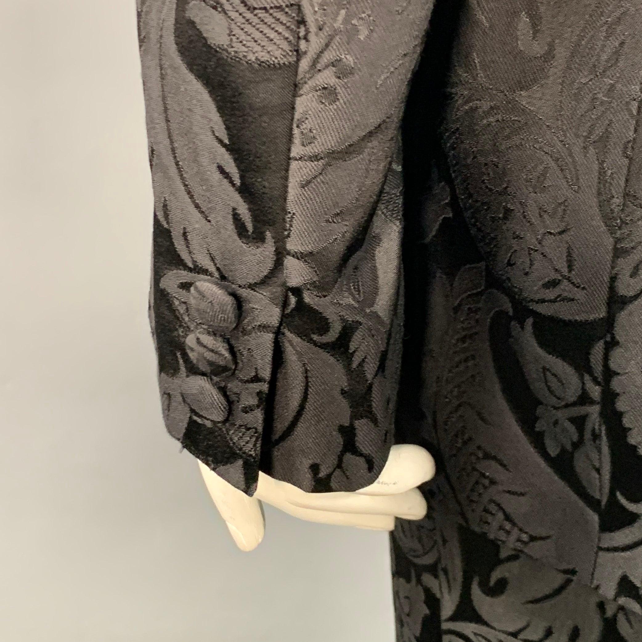 ETRO Größe L Schwarzer Brokat-Jacquard Hosenanzug mit flacher Front und Revers im Angebot 3