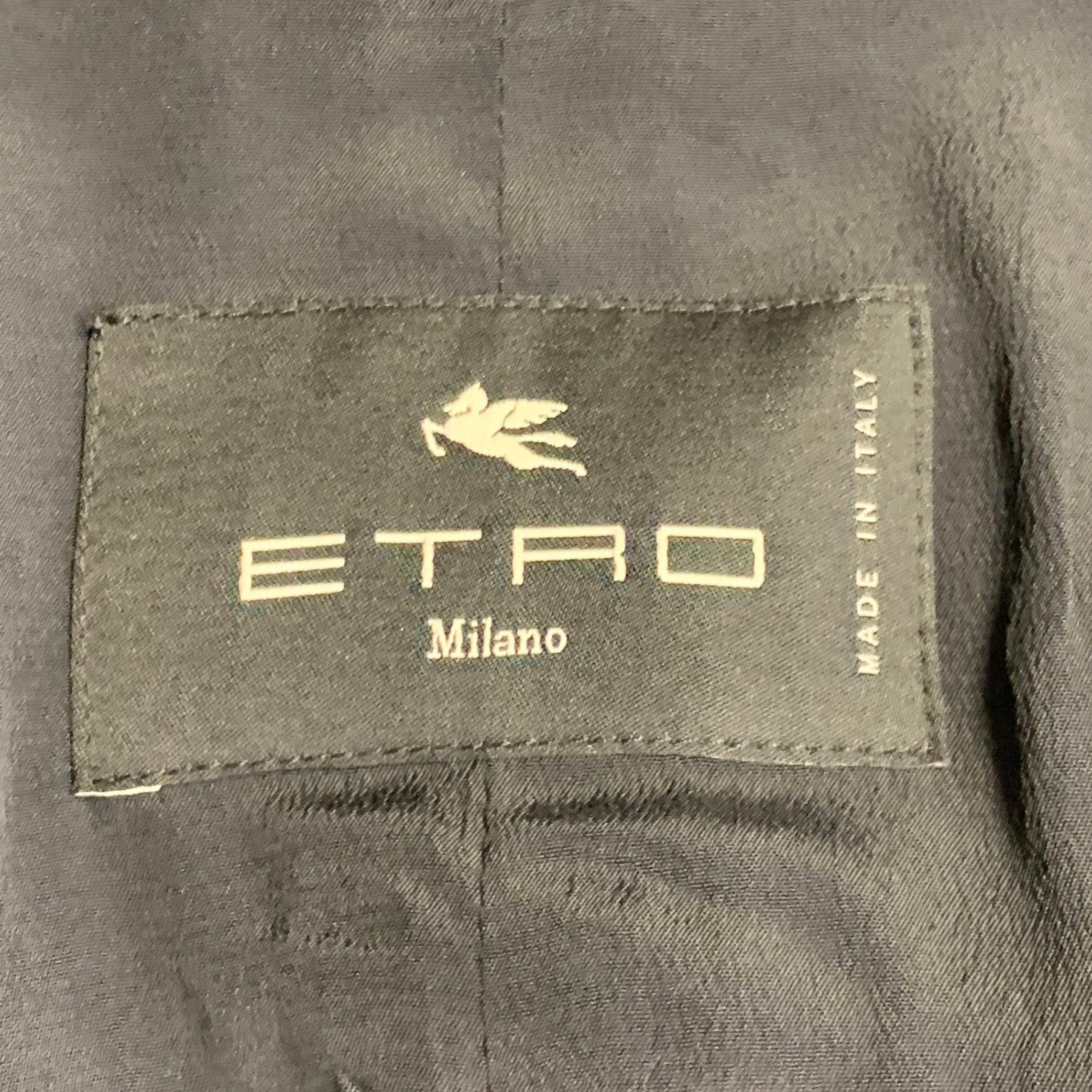ETRO Größe L Schwarzer Brokat-Jacquard Hosenanzug mit flacher Front und Revers im Angebot 4