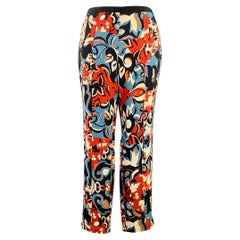 ETRO Size L Black Multi Color Viscose Blend Abstract Floral Tapered Dress Pants