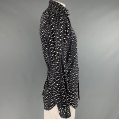 ETRO Size L Black White Polka Dot Cotton Button Up Long Sleeve Shirt
